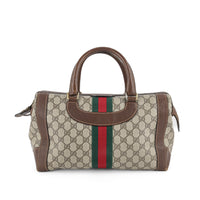 GUCCI Vintage Doctors Bag - Brown leather & Coated Canvas