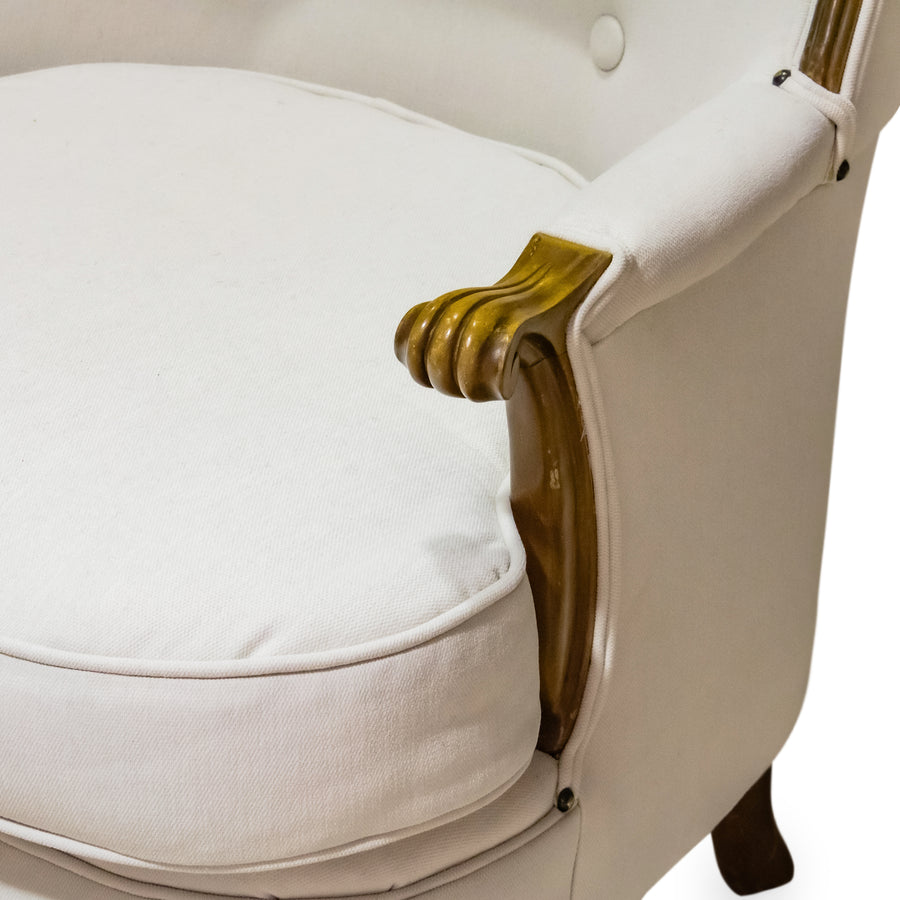 Highback Bergere Chairs - White Upholstery