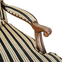 Regence Style Bergère Chair Striped Black & Gold Upholstery