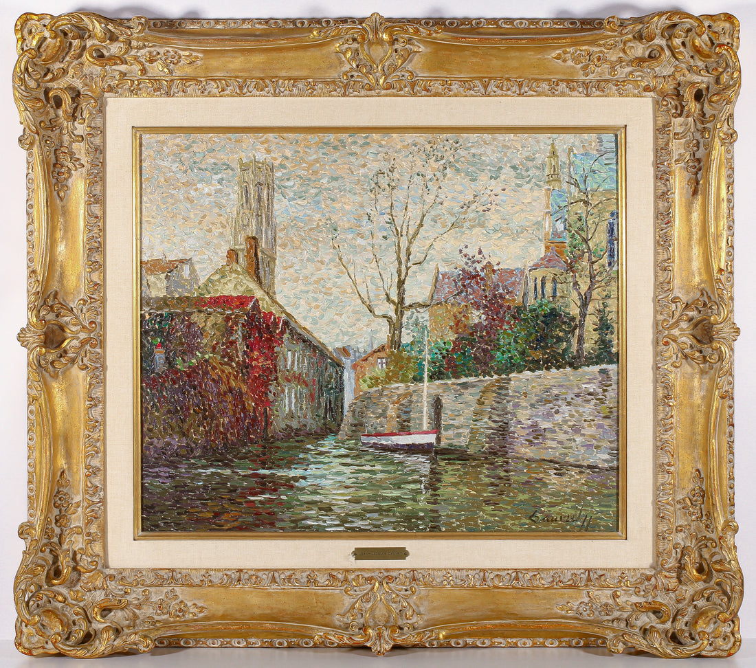 Jean Jacques Gauvrit - "Canal In Bruges" - Oil on Canvas