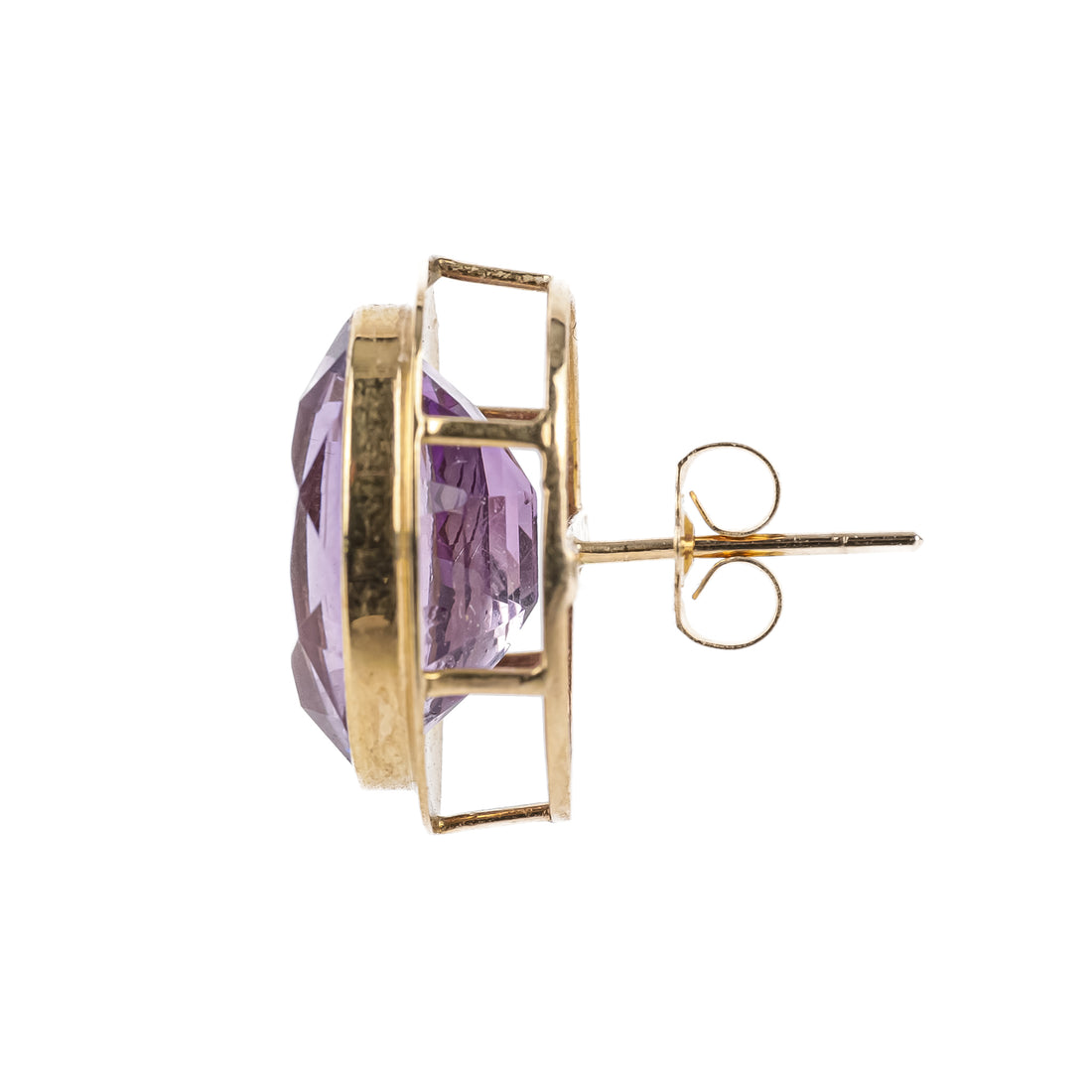14K Yellow Gold Oval Amethyst Studs 11cts