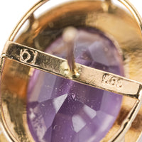 14K Yellow Gold Oval Amethyst Studs 11cts