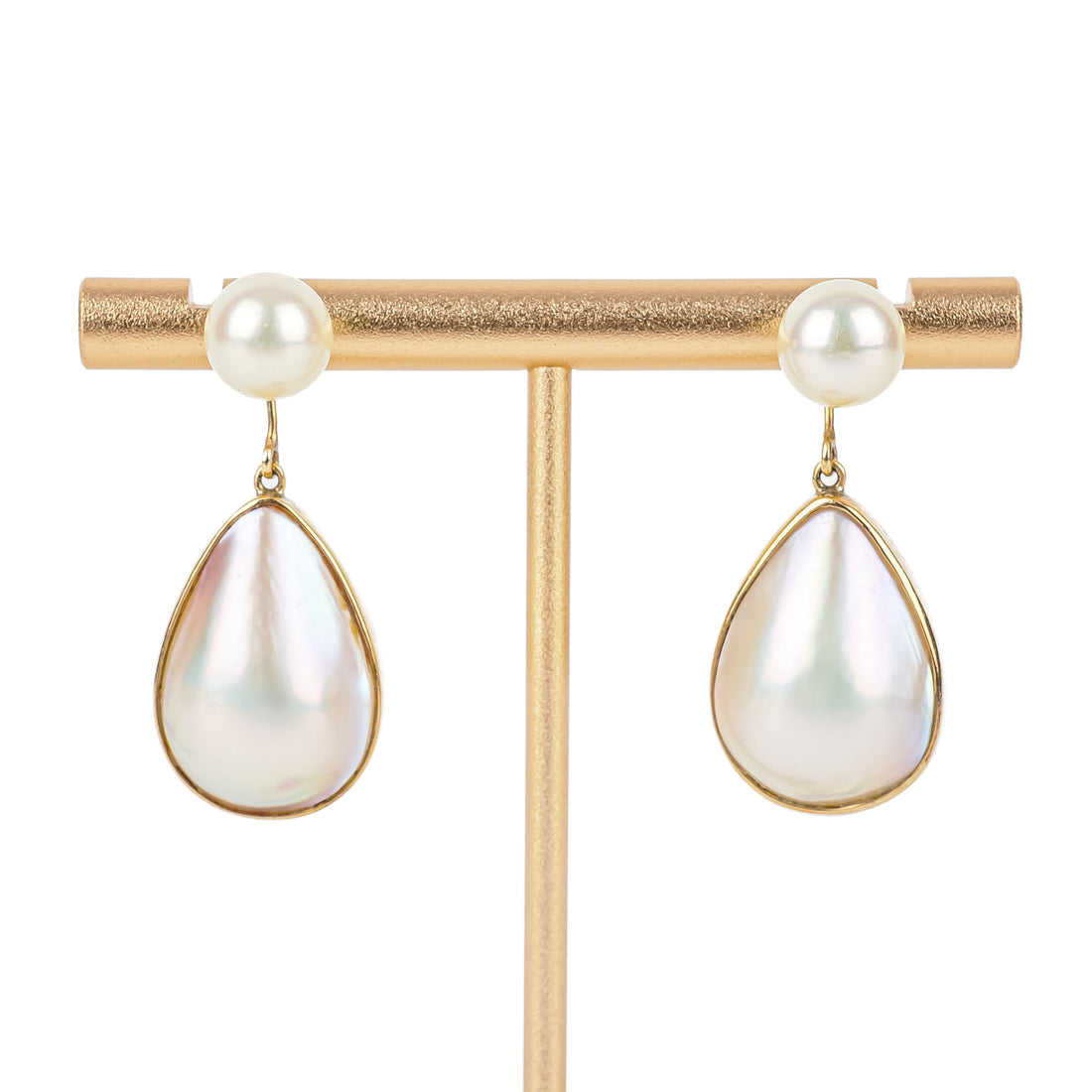 14K Yellow Gold Pearl & Mabe Pearl Convertible Drop Earrings