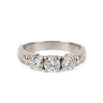 18K White Gold Diamond Trinity Ring