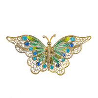 800 Gilt Silver Filigree Enamel Large Butterfly Brooch