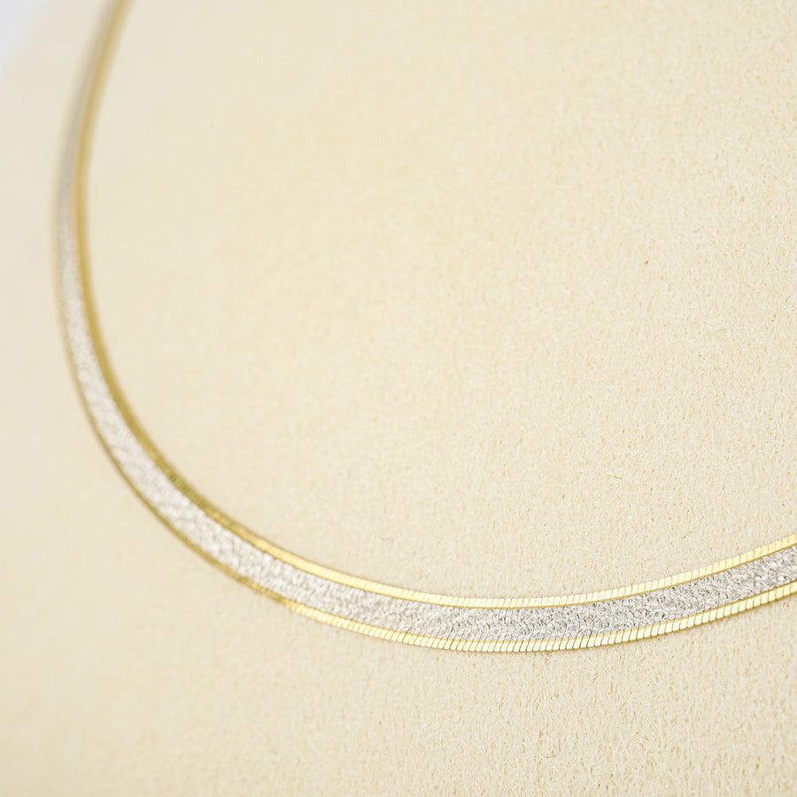 Sterling Vermeil Diamond Cut Reversible Herringbone Chain