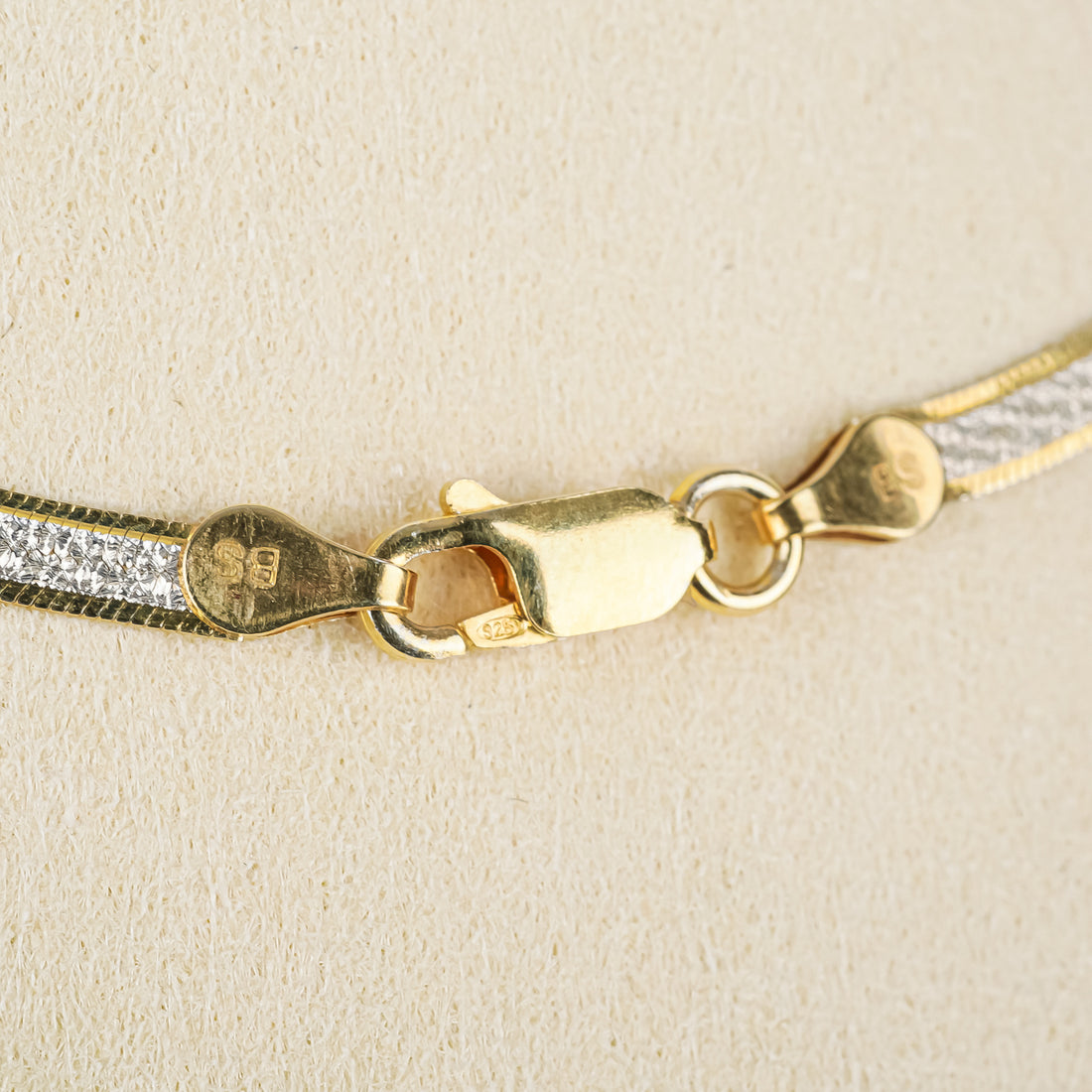 Sterling Vermeil Diamond Cut Reversible Herringbone Chain