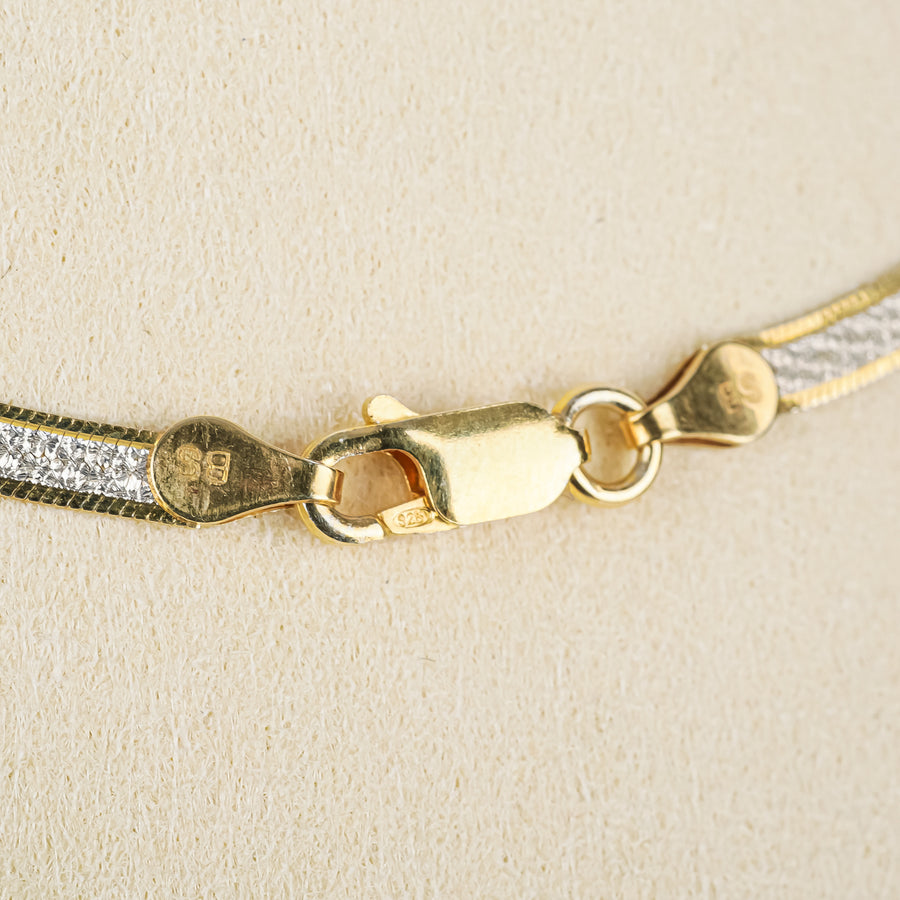 Sterling Vermeil Diamond Cut Reversible Herringbone Chain