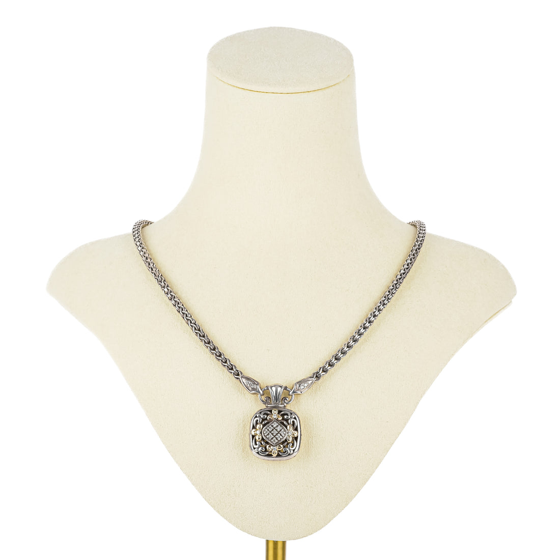 GABRIELLA BRUNI 925 14K Yellow Gold Diamond Pendant Necklace