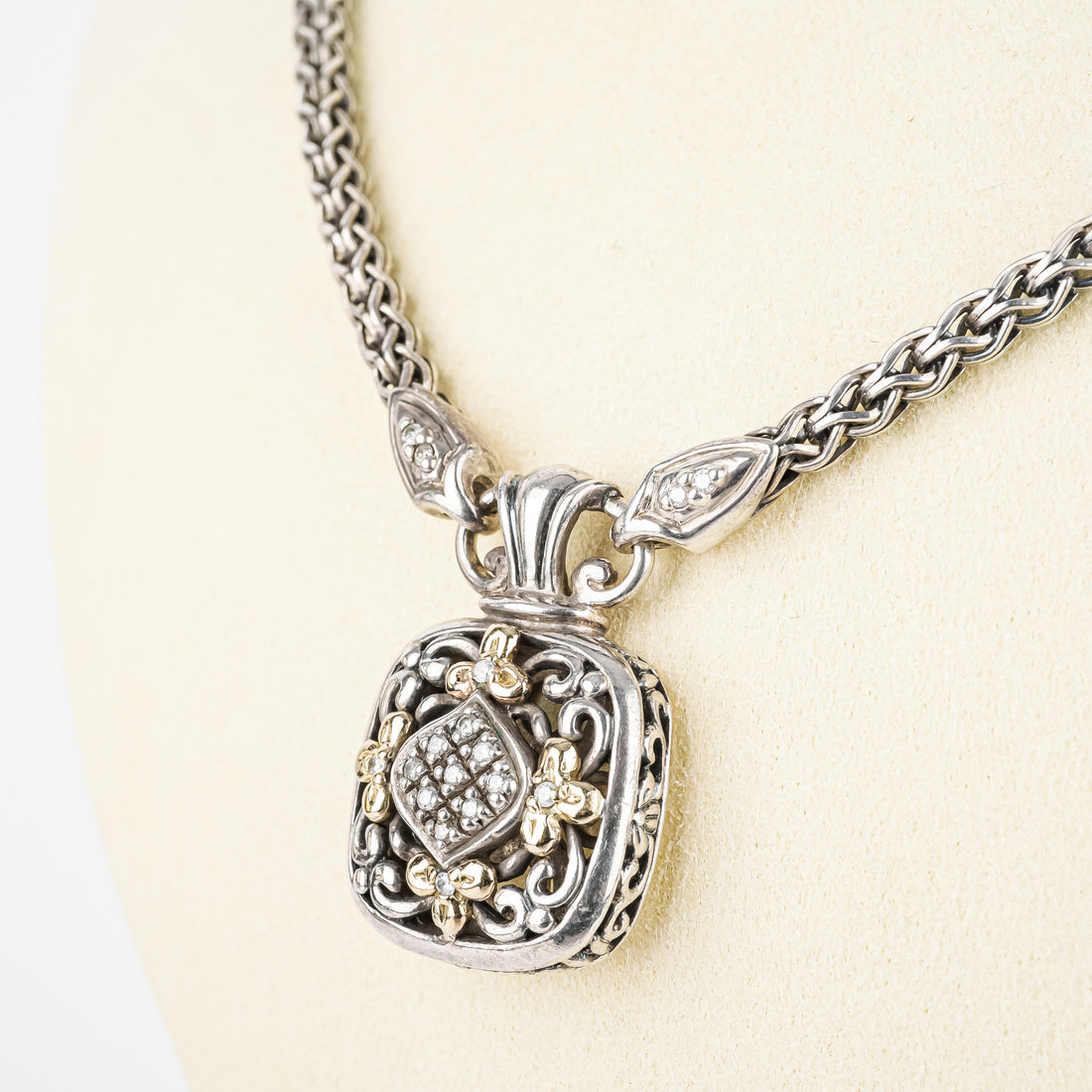 GABRIELLA BRUNI 925 14K Yellow Gold Diamond Pendant Necklace