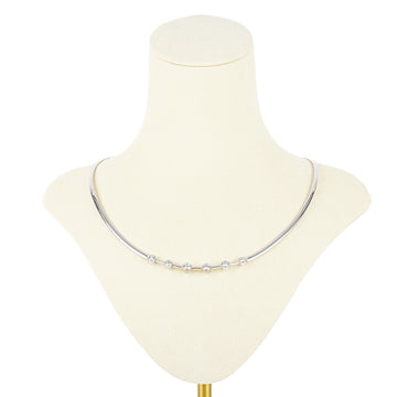 10K White Gold Bezel Set Diamond Collar Necklace