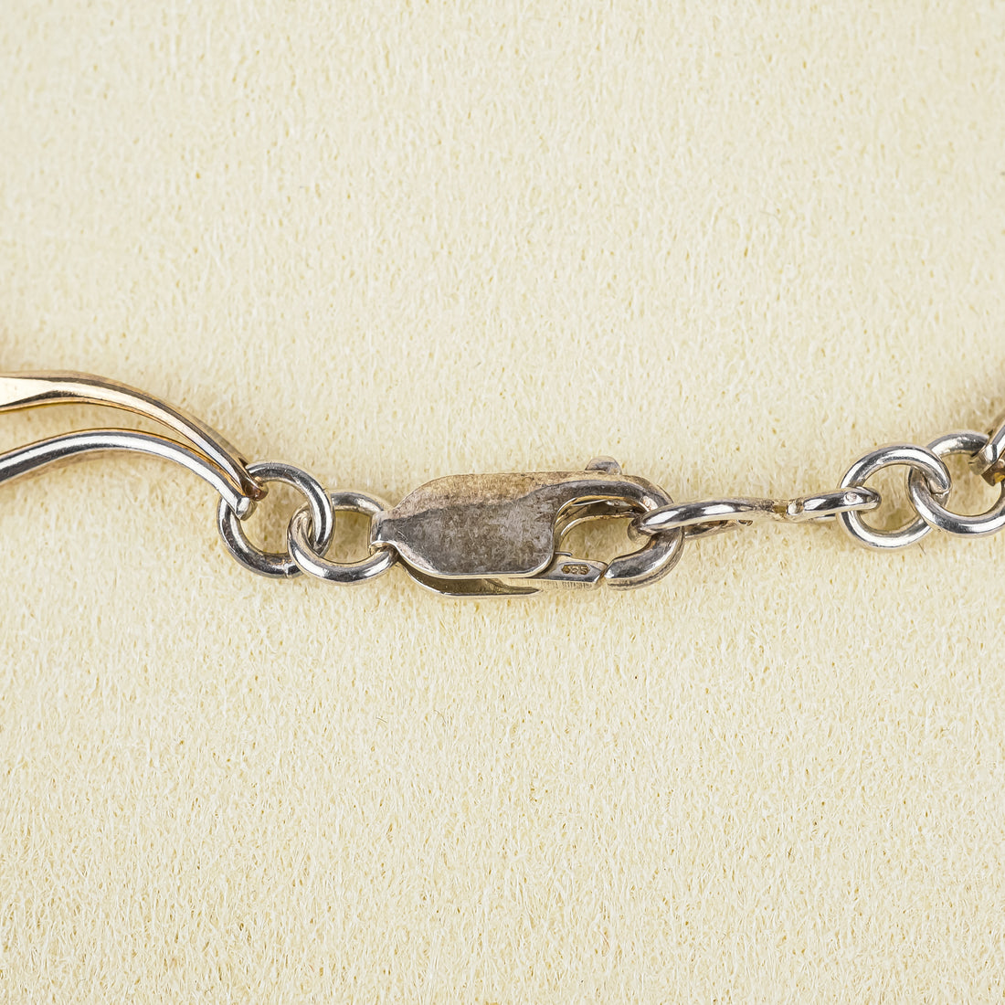 Sterling Two-Tone Wave Link Necklace
