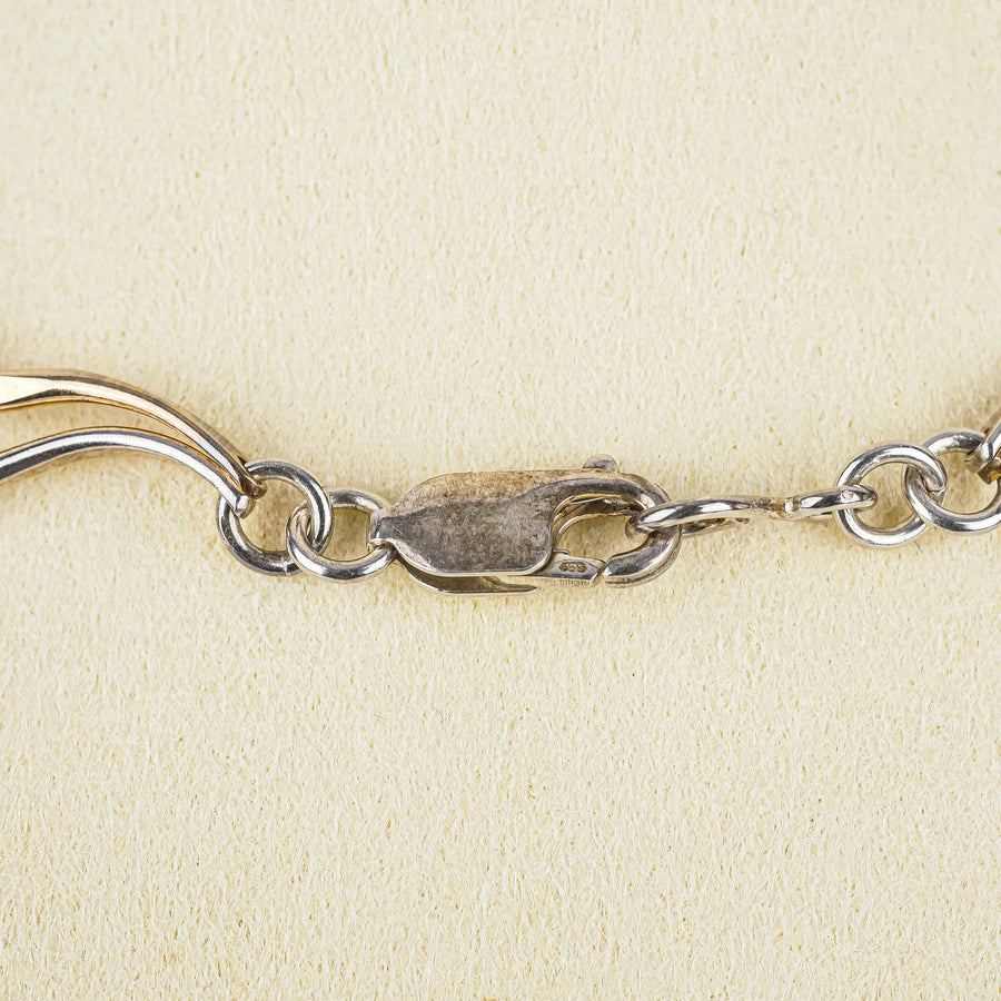 Sterling Two-Tone Wave Link Necklace
