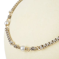 MICHAEL DAWKINS Sterling Two-Tone Pearl Link Necklace