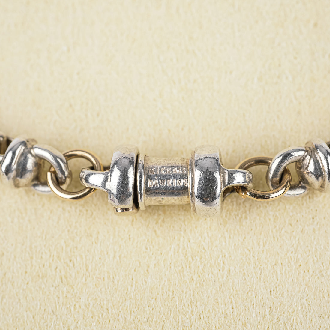 MICHAEL DAWKINS Sterling Two-Tone Pearl Link Necklace