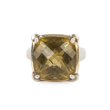 LORENZO Sterling & 18K Checkerboard Citrine Ring