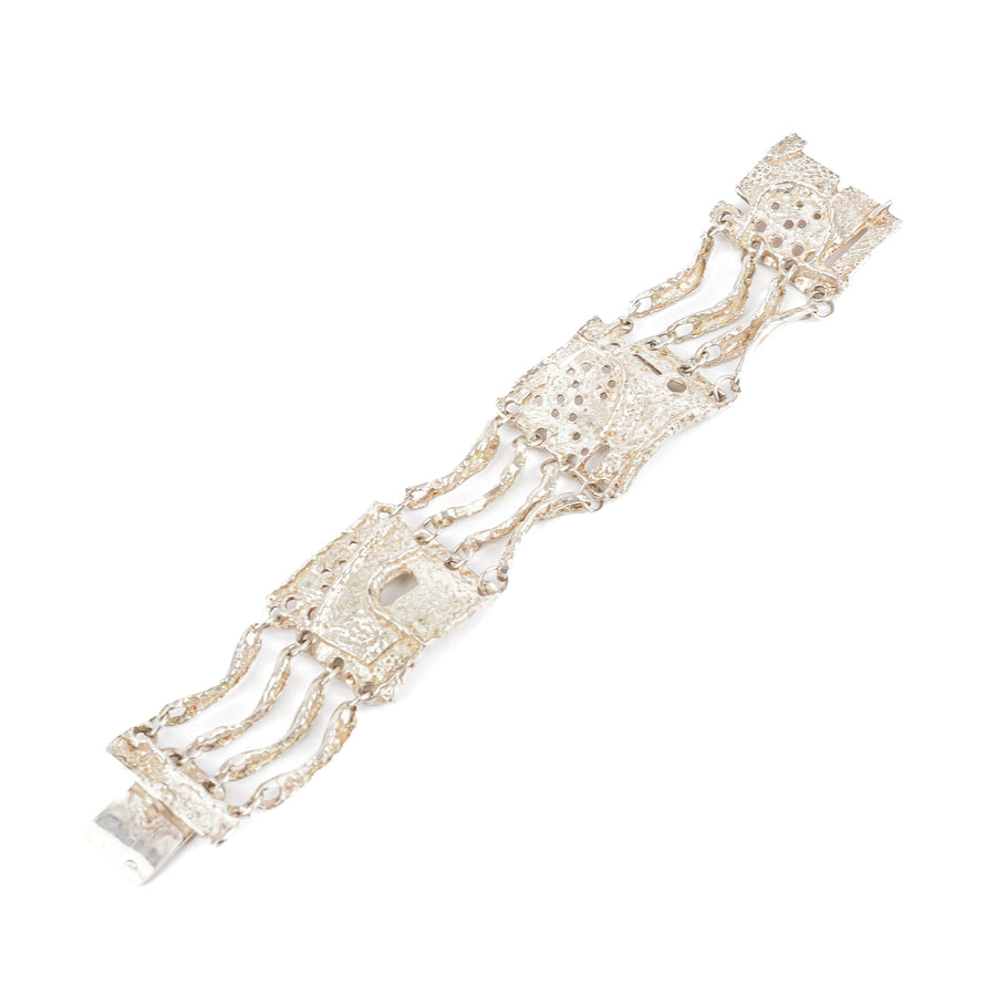 800 Silver Modernist Panel Bracelet