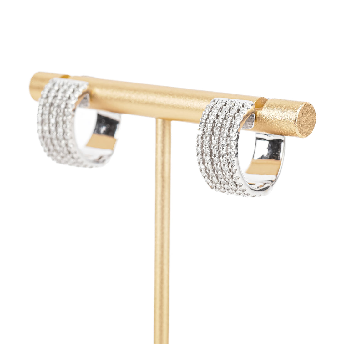14K White Gold Diamond Hoop Earrings