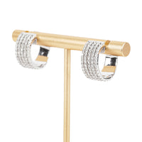 14K White Gold Diamond Hoop Earrings
