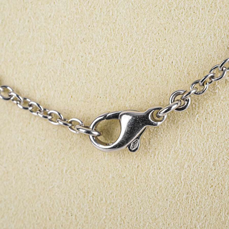 18K White Gold White Black Diamond Pave Star Station Necklace