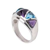10K White Gold Amethyst Topaz Dome Ring