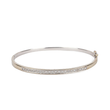 14K White Gold Diamond Hinged Bangle