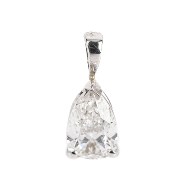 14K White Gold Pear Shaped Diamond Pendant 1.02ct