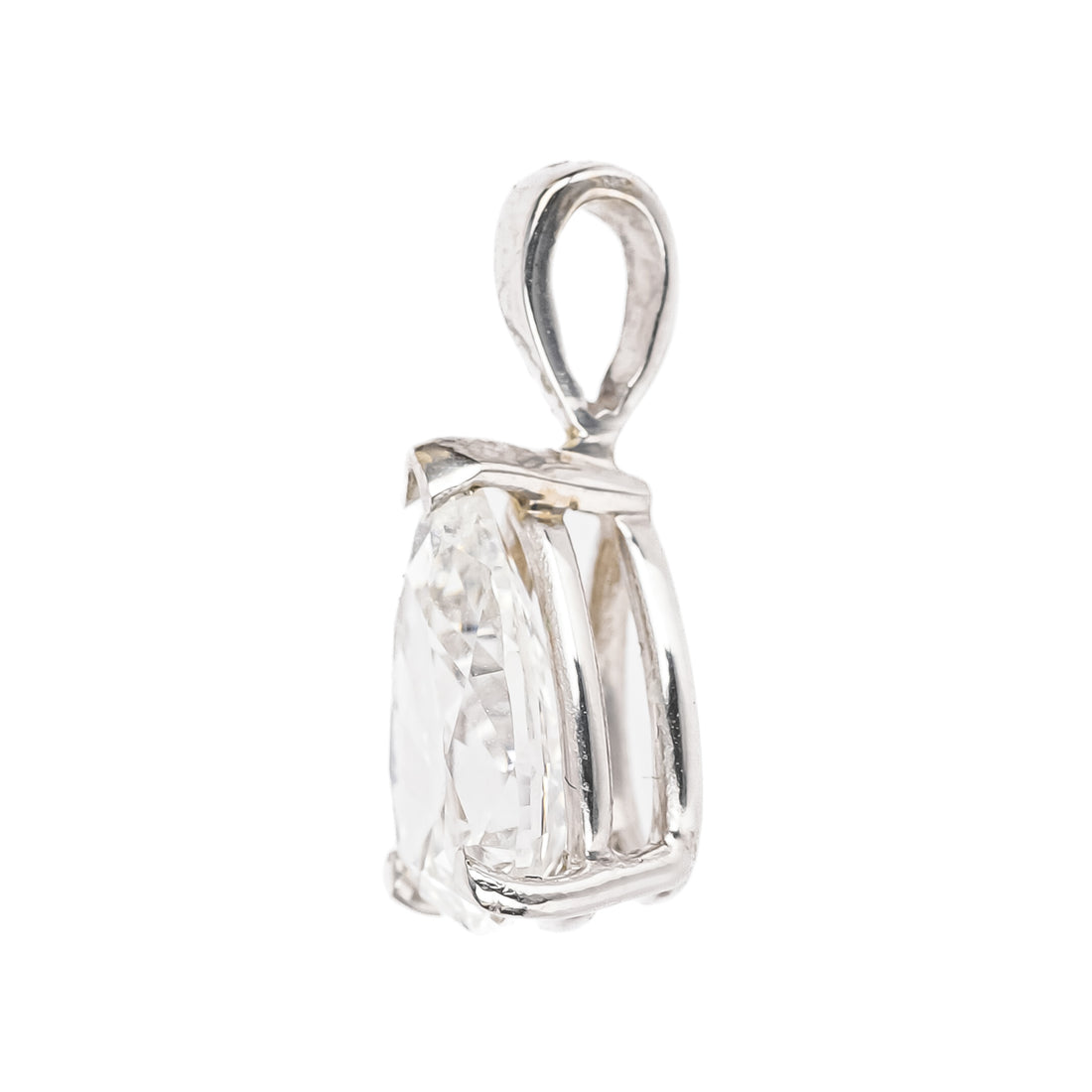14K White Gold Pear Shaped Diamond Pendant 1.02ct