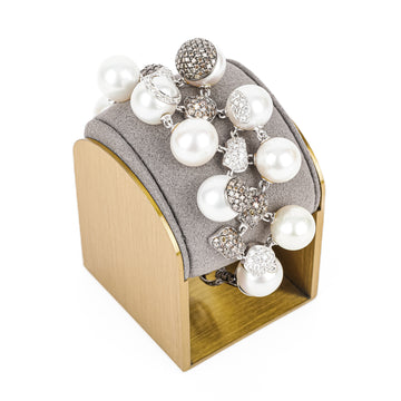18K White Gold South Sea Pearl Pave Diamond Bracelet