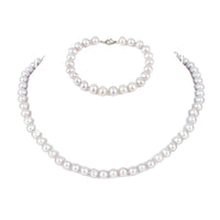 Light Grey Baroque Fresh Water Pearl Bracelet Necklace Set