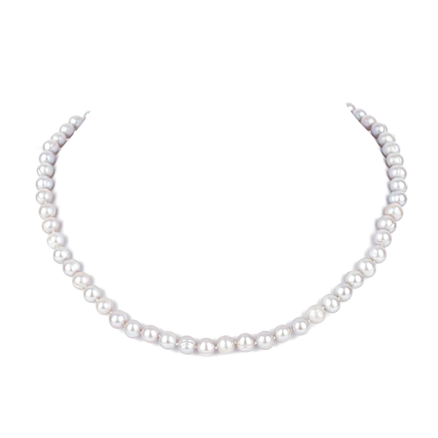Light Grey Baroque Fresh Water Pearl Bracelet Necklace Set