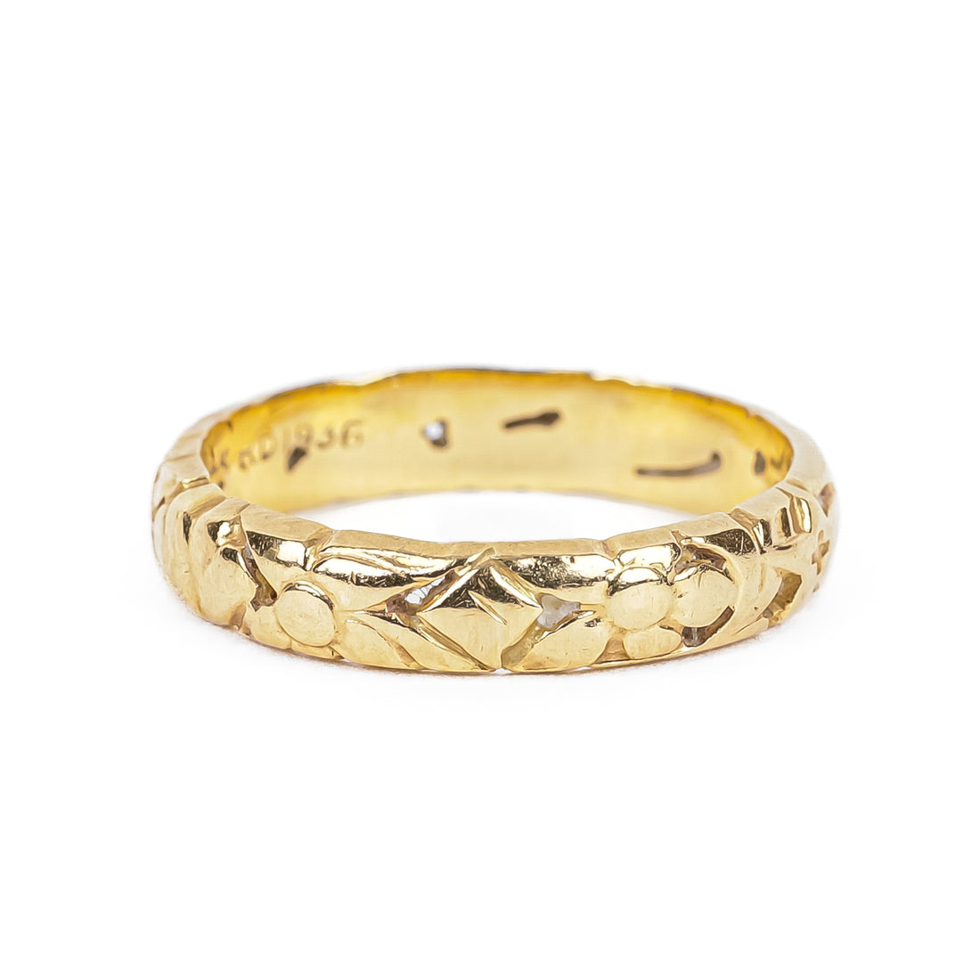 KENTS 14K Yellow Gold Orange Blossom Band Ring