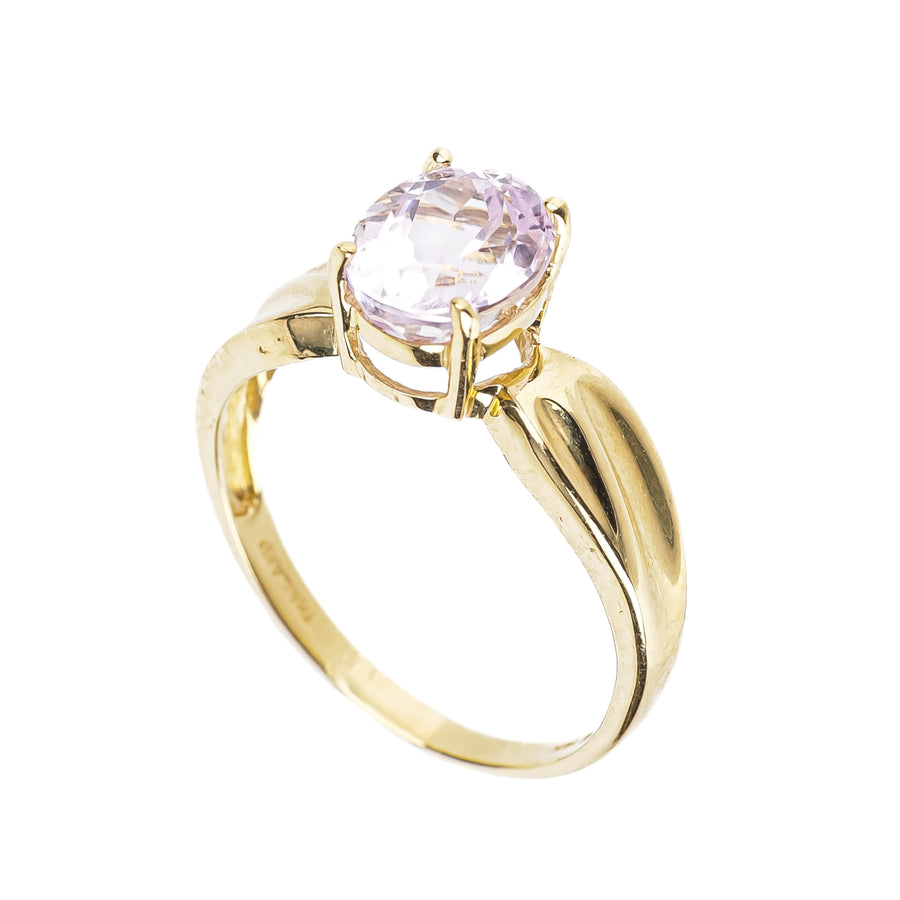 14K Yellow Gold Oval Faceted Spodumene Kunzite Ring