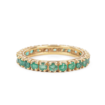 10K Yellow Gold Emerald Eternity Band