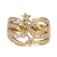 14K Yellow Gold Diamond Starbust Band Ring
