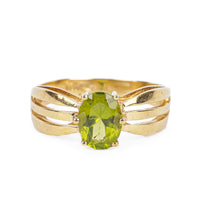 10K Yellow Gold Oval Peridot Ring
