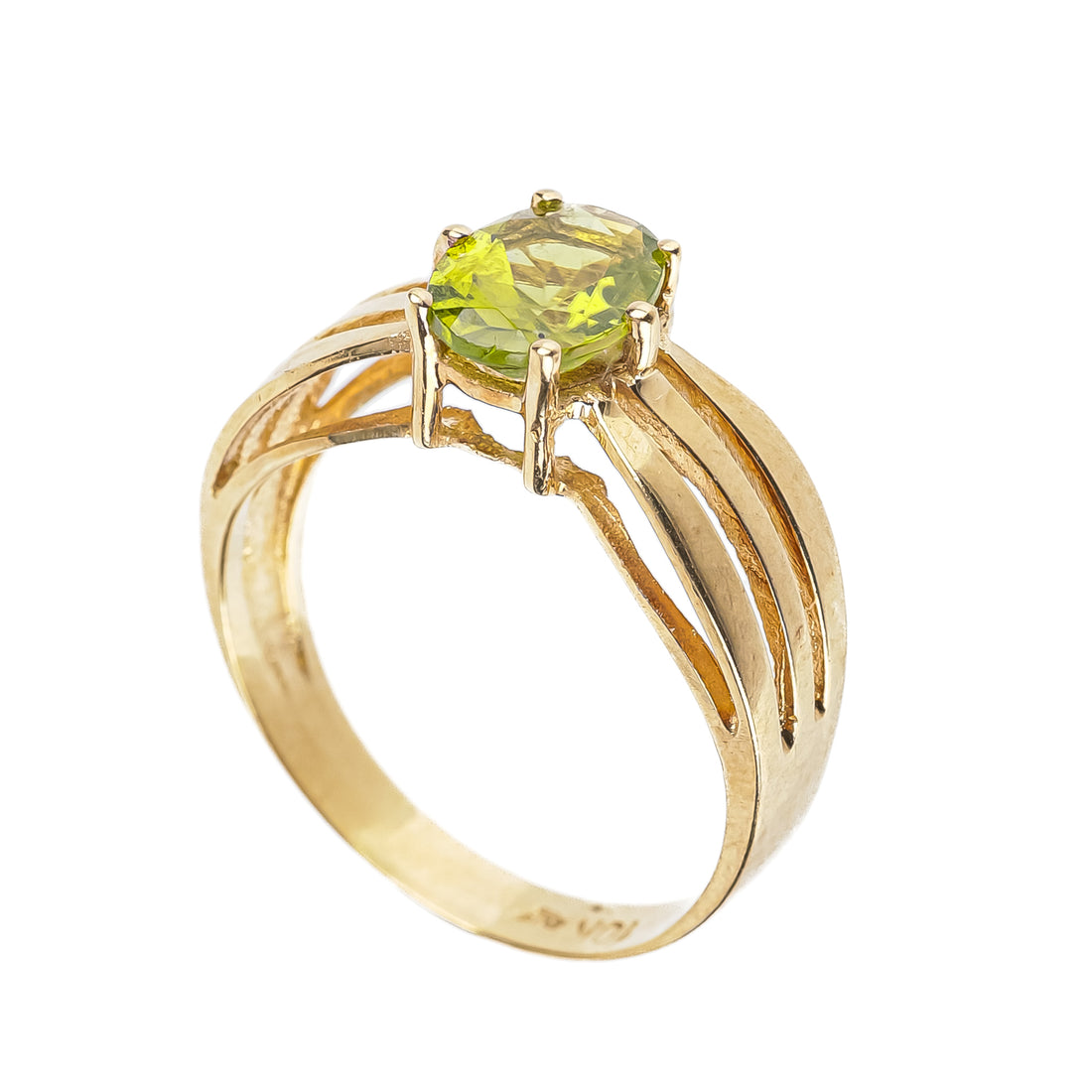 10K Yellow Gold Oval Peridot Ring