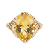 10K Yellow Gold Oval Citrine Openwork Ring