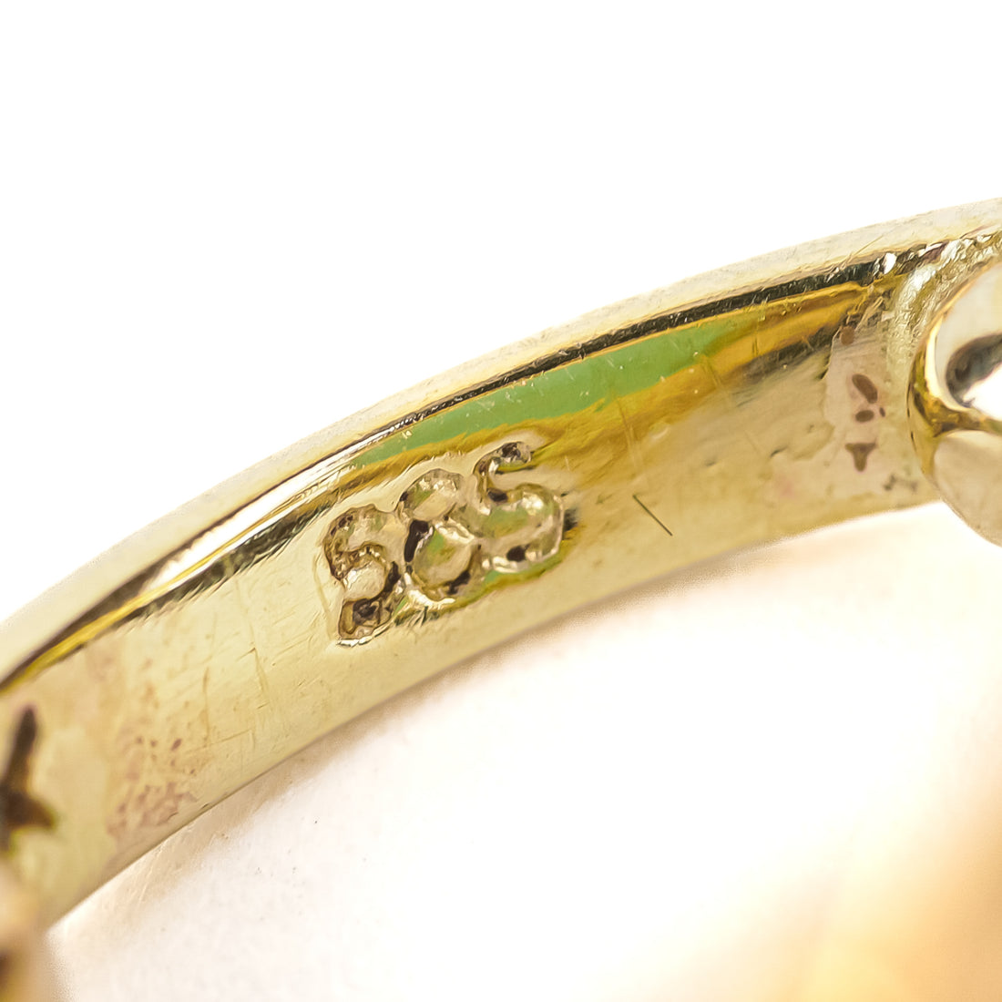 14K Yellow Gold Jade Cabochon Diamond Ring