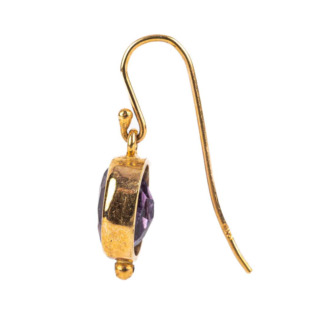 9K Yellow Gold Oval Amethyst Diamond Drop Earrings