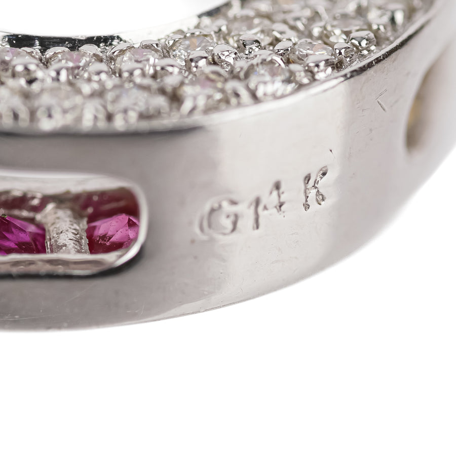 14K White Gold Rainbow Sapphire & Diamond Reversible Pendant