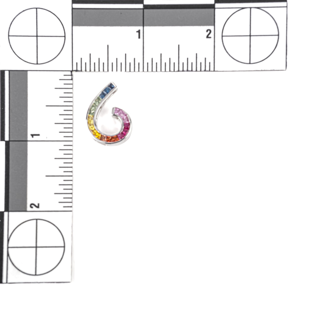 14K White Gold Rainbow Sapphire & Diamond Reversible Pendant