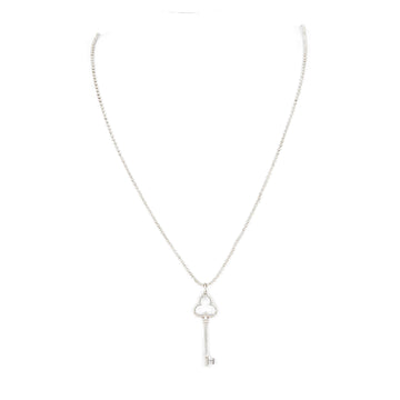 TIFFANY & CO Sterling Trefoil Key Pendant Bead Chain Necklace
