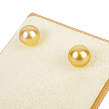 18K Yellow Gold South Sea Pearl Studs 10.5-11mm