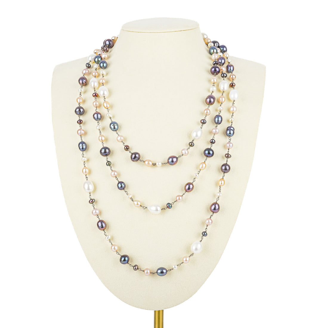 Multicolour Freshwater Pearl Long Infinity Necklace