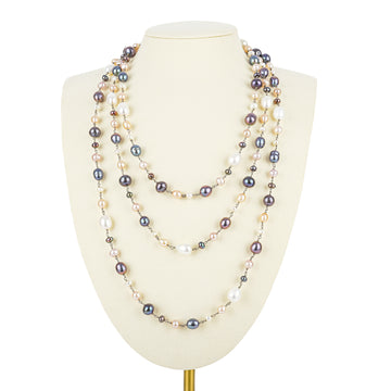 Multicolour Freshwater Pearl Long Infinity Necklace
