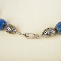 Sterling Faceted Lapis Bead Station Necklace