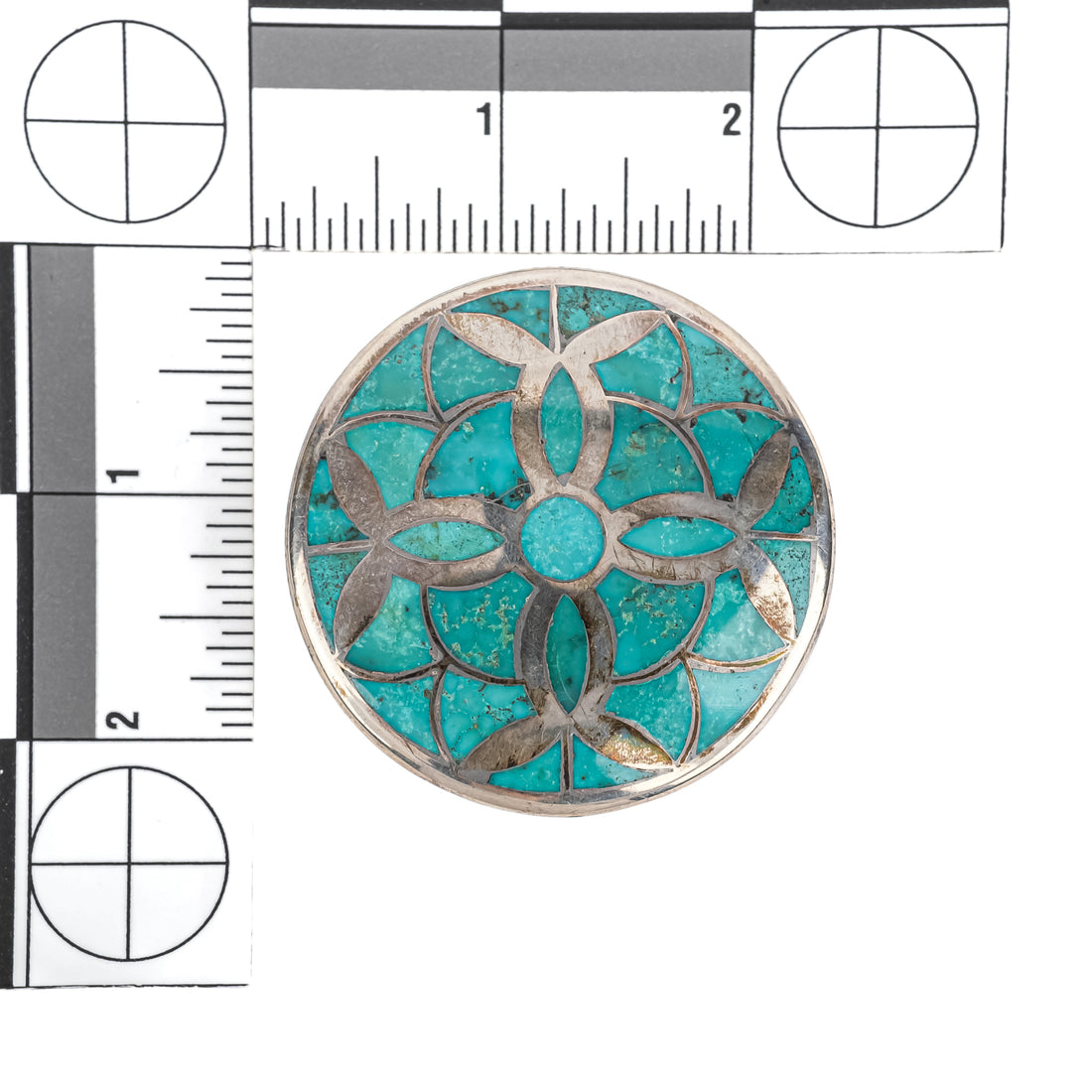 TOM BAHE Navajo Silver Turquoise Inlaid Belt Buckle