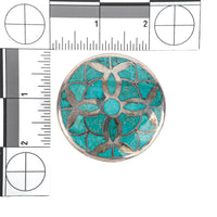 TOM BAHE Navajo Silver Turquoise Inlaid Belt Buckle