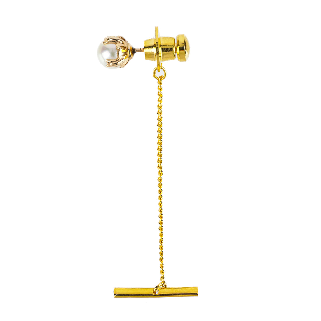 18K Yellow Gold Akoya Pearl Tie Tack Pin 7mm